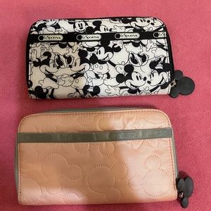 Lot of 2 LeSportsac Disney wallets with zip closure
